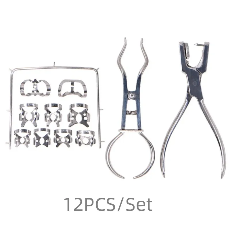 12 قطعة/المجموعة الأسنان السد ثقب ثقوب الناخس كماشة عدة الفم الجراحية المطاط حاجز مجموعة طب الأسنان عيادة الرعاية تقويم الأسنان أداة