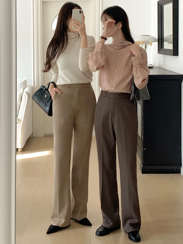 

High Waist Straight Leg Suit Pants Women's Summer 2025 New Sle Casual Micro Flared Knife Pants Small Size Ladies Jeans