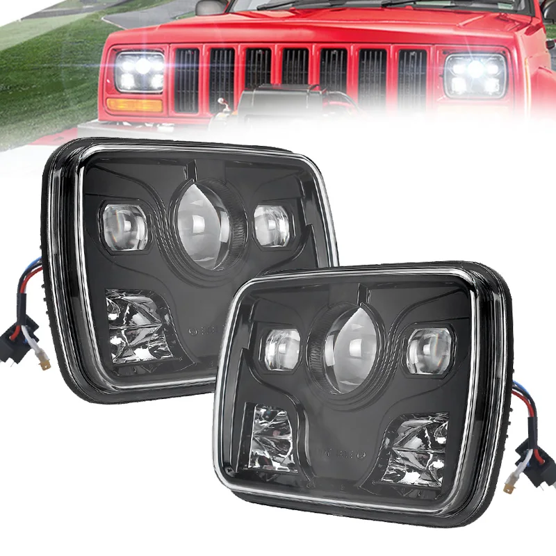 

7x6 5x7 inch Led Headlights High Low DRL Beam lamps Replacement for Jeep Wrangler XJ YJ Cherokee H6054 6052 6054 H5054 Headlight