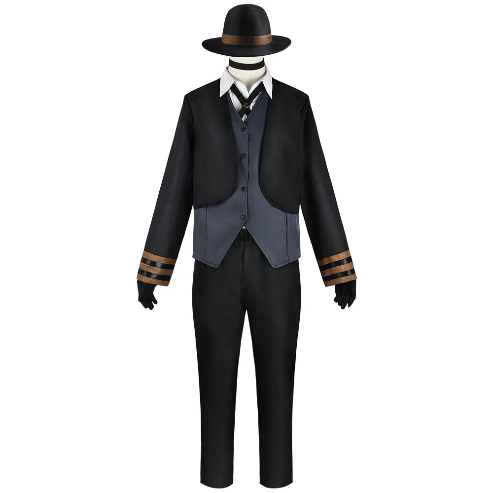 Nakahara Chuuya Cosplay Costume Include Hat Uniform Trench Coat Pants Big Size Outfits Halloween Party for Comic Con
