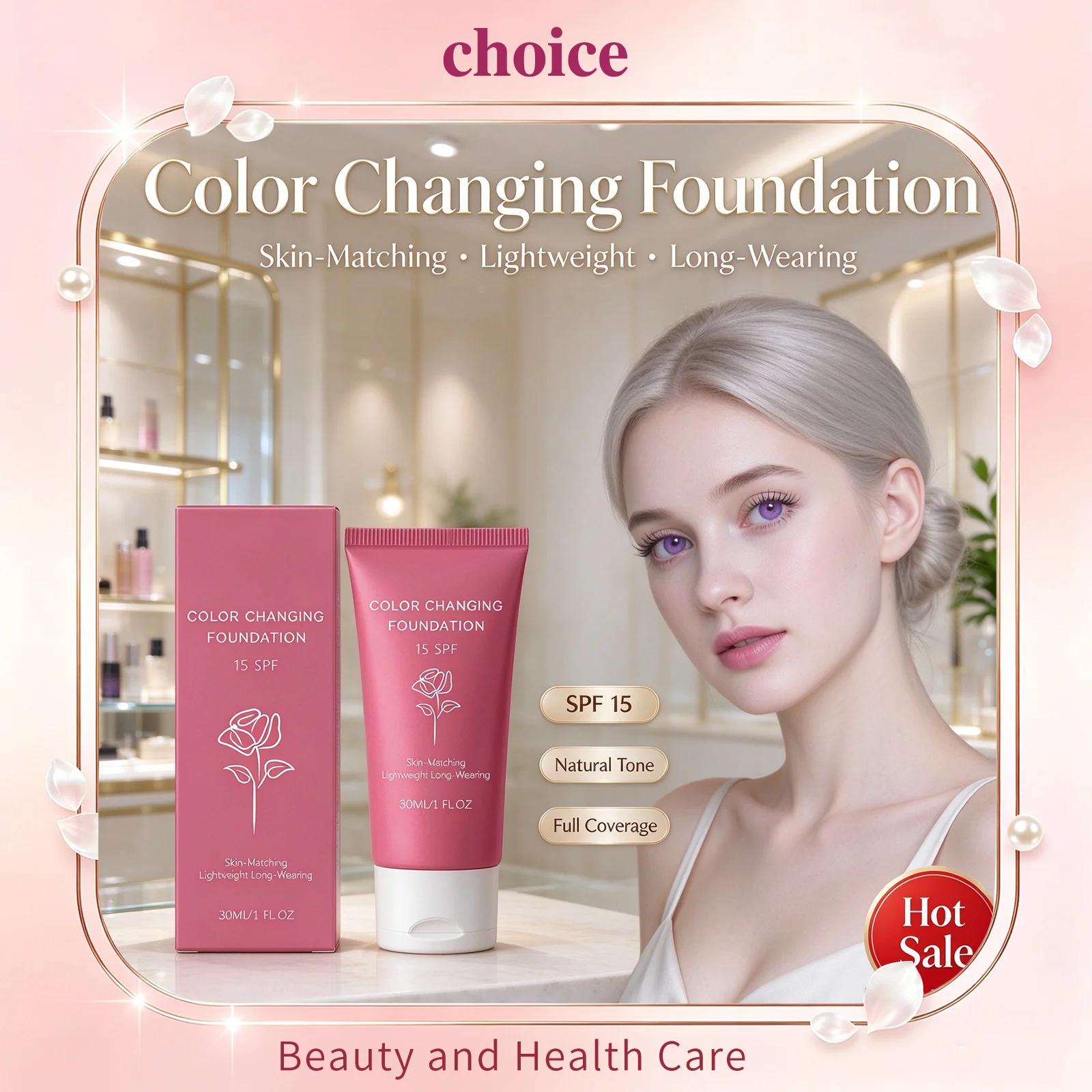 Color Changing Foundation Liquid SPF15 Temperature Adaptive Tone Adjusting Makeup Base Adjust Skin Tone Daily Facial Makeup 30ml