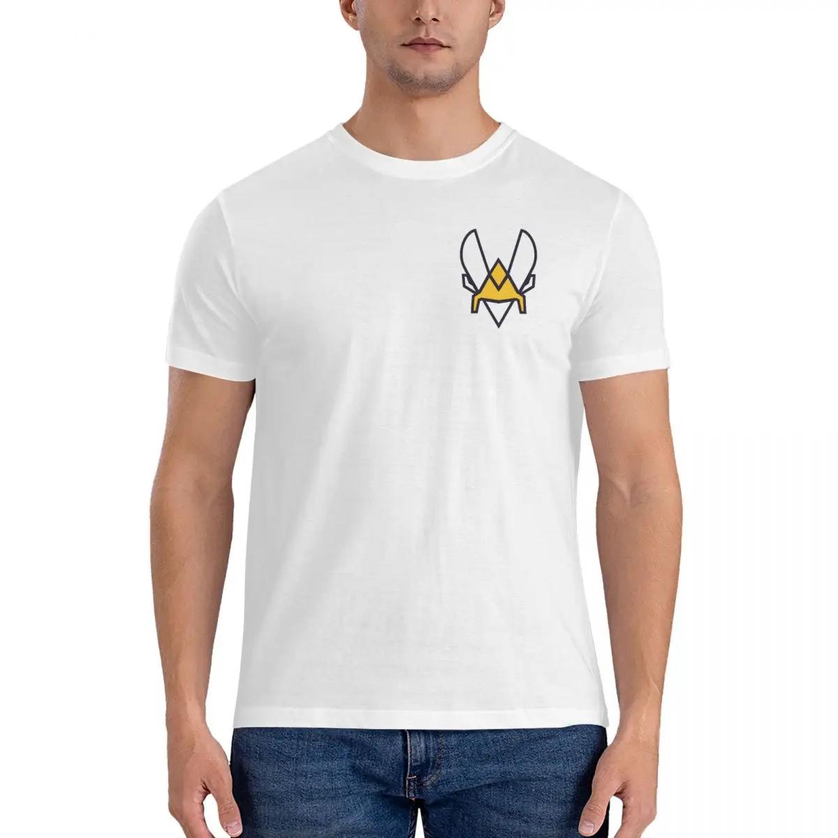 Men's Team Vitality 2023 Esports T Shirts Counter-Strike 2 Cotton Tops Vintage Short Sleeve Round Collar Tees Unique T-Shirts