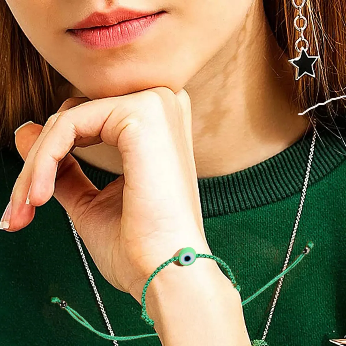 تميمة عين الملاك المنسوجة يدويًا مكونة من 12 قطعة، سوار قابل للتعديل للصداقة من الطين الناعم بسبعة ألوان
