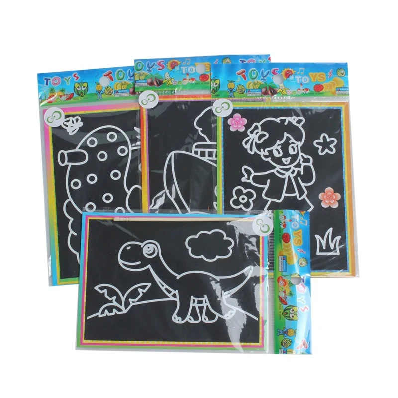Jouets de peinture à gratter pour enfants, motif de dessin animé mignon fait à la main, jouets de dessin de couleurs brillantes, cadeau d'anniversaire pour enfants, bricolage d'art, TMZ, 10 pièces