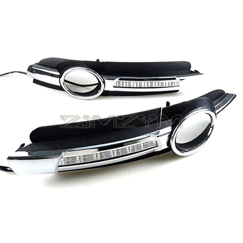 1 Pair LED DRL Daytime Running Light For Audi A6L 2005 2006 2007 2008 Front Fog Lights Lamp White and Yellow Turn Signal Lights
