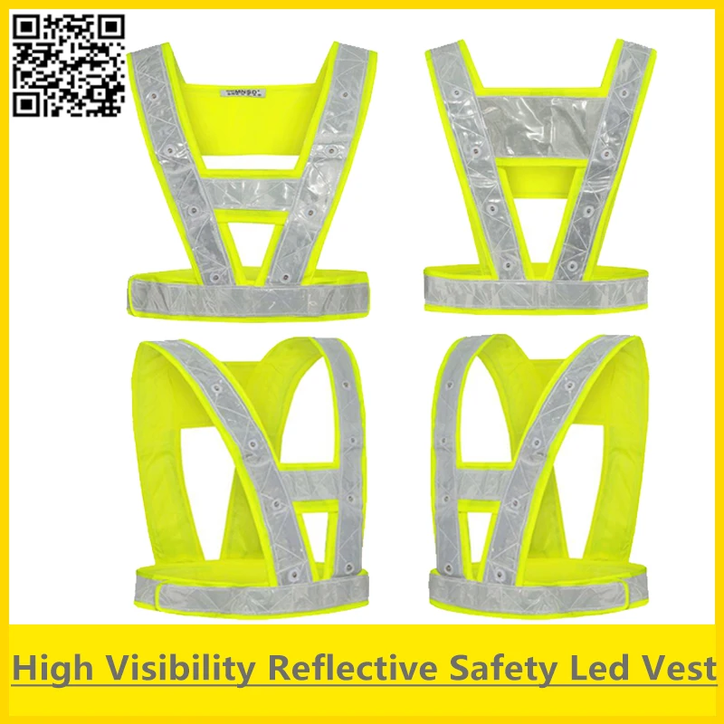 SPARDWEAR Safety Led Vest Reflective Led Vest Safety Vest Led Lights Fluorescent Yellow Vest with Led Lamps Fast Shipping