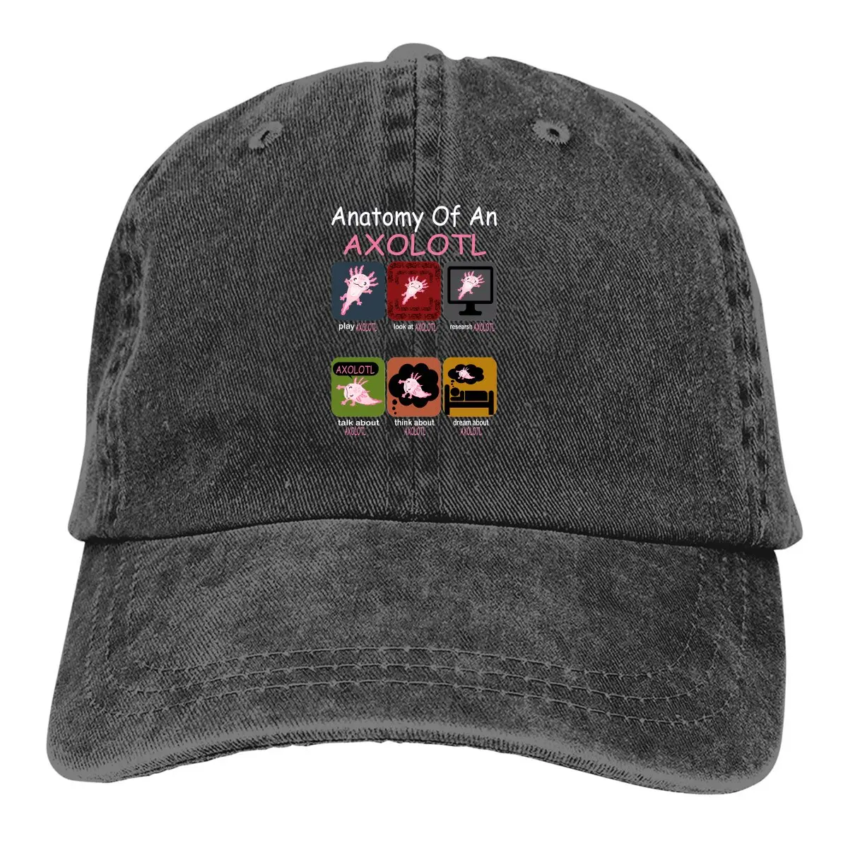 

Anatomy Of An Axolotl Baseball Cap Men Hats Women Visor Protection Snapback Axolotl Lover Caps