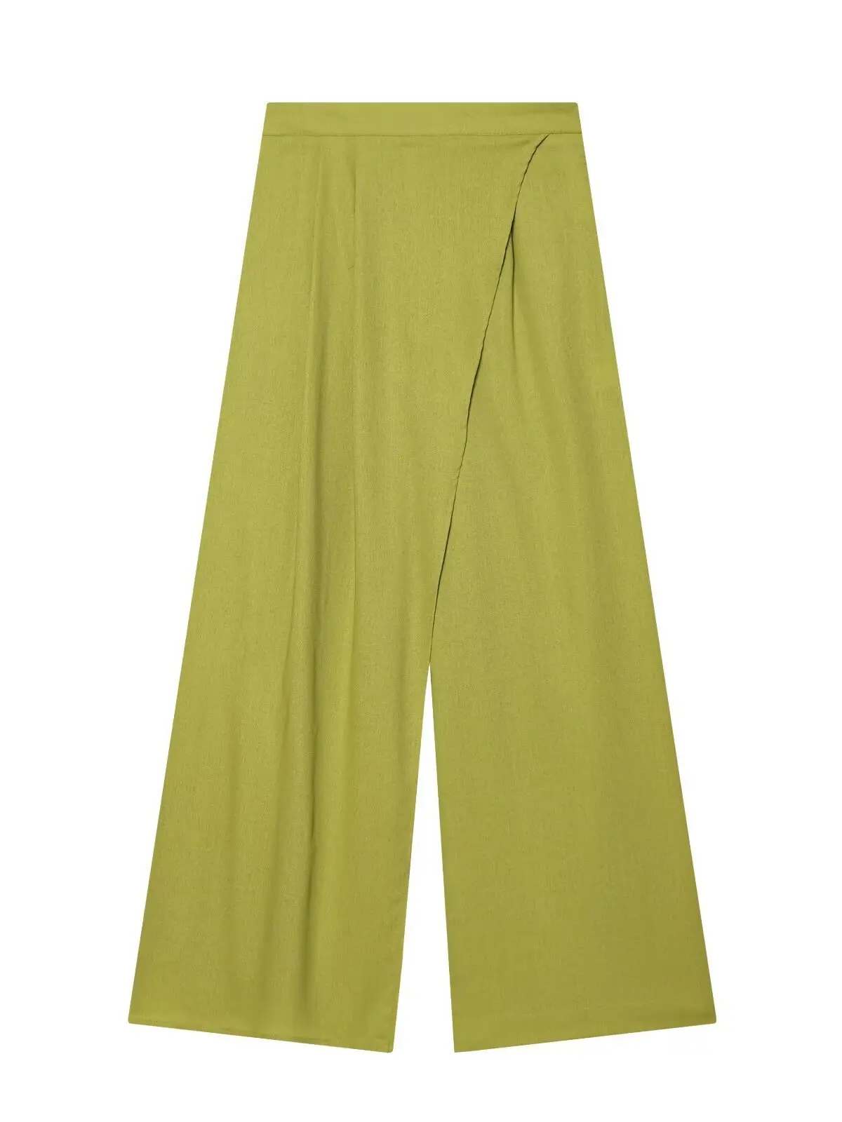 High Waist Wrap Wide Leg Pants Women Loose Drapey Maturity Suit Pants Cross Design Polyester Fabric Office Wear Pure Color