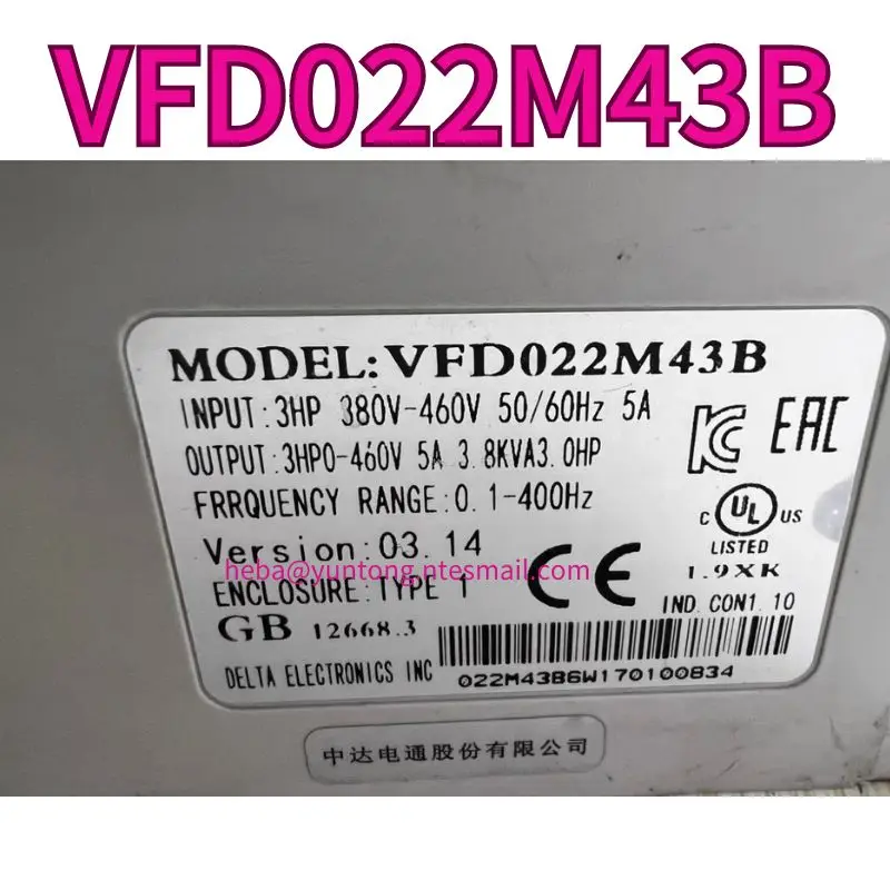 Used frequency converter VFD022M43B 380V 2.2KW