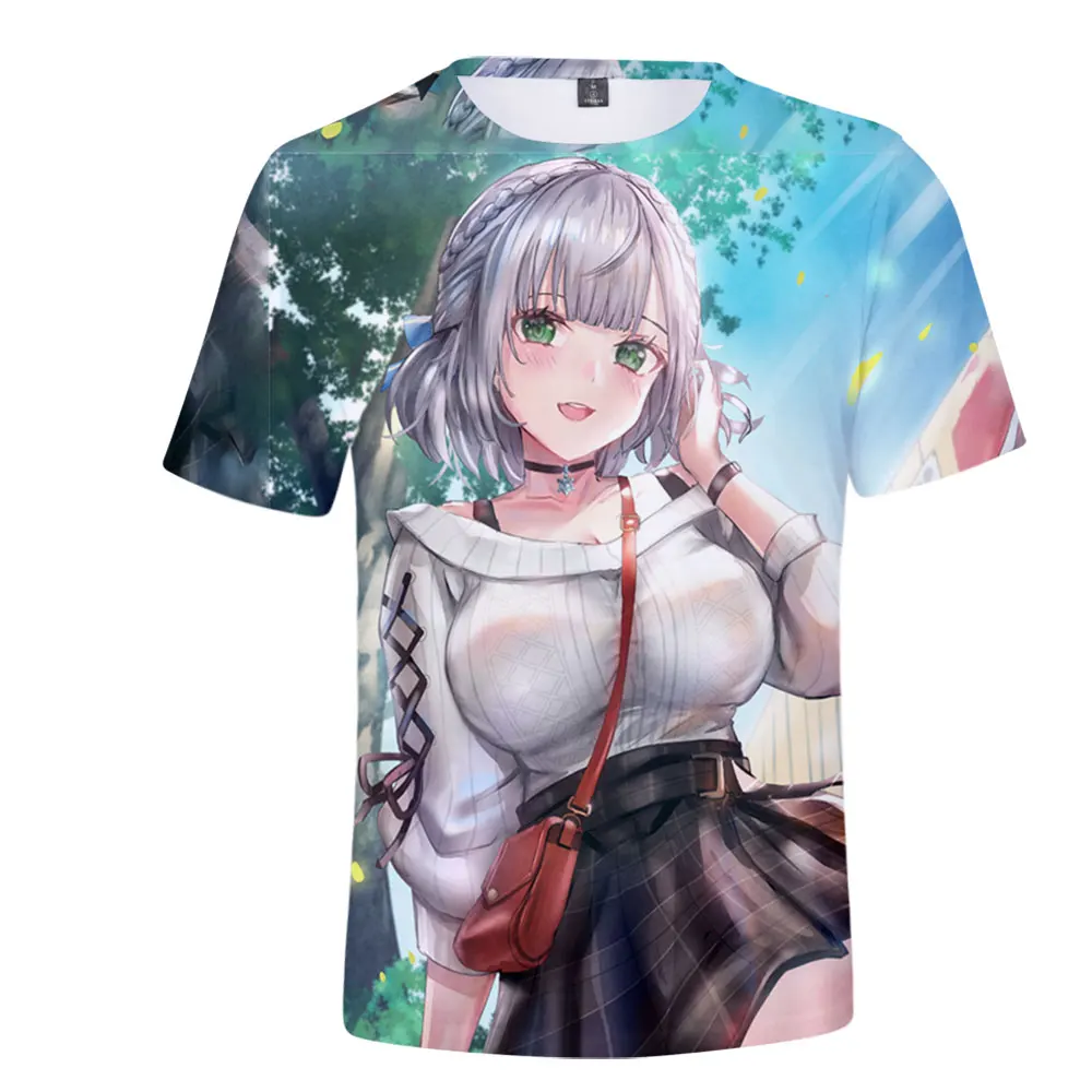 HOLOLIVE VTuber Shirogane Noel T-shirt Summer Crewneck Short Sleeve Anime Tee Men Women\'s Tshirt Harajuku Streetwear 3D Clothes