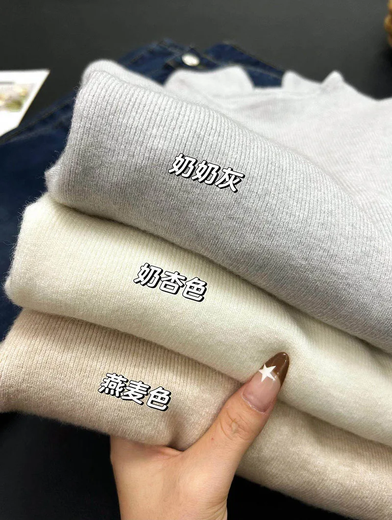 Damen Halbrollkragen-Strickpullover Weicher Slim-Fit Langarm-Unterziehpullover Einfarbig Lässiger Herbst-Winter Basis-Pullover – Detail 13