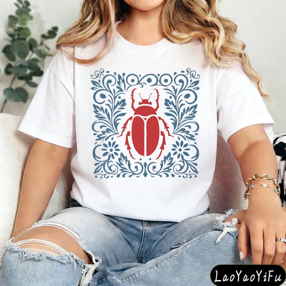 Beetle Shirt Insect Shirt Entomology Gift Vintage Insect Shirt Cottage Core Clothes Linocut Bug Tee Bug Lover Women Clothes