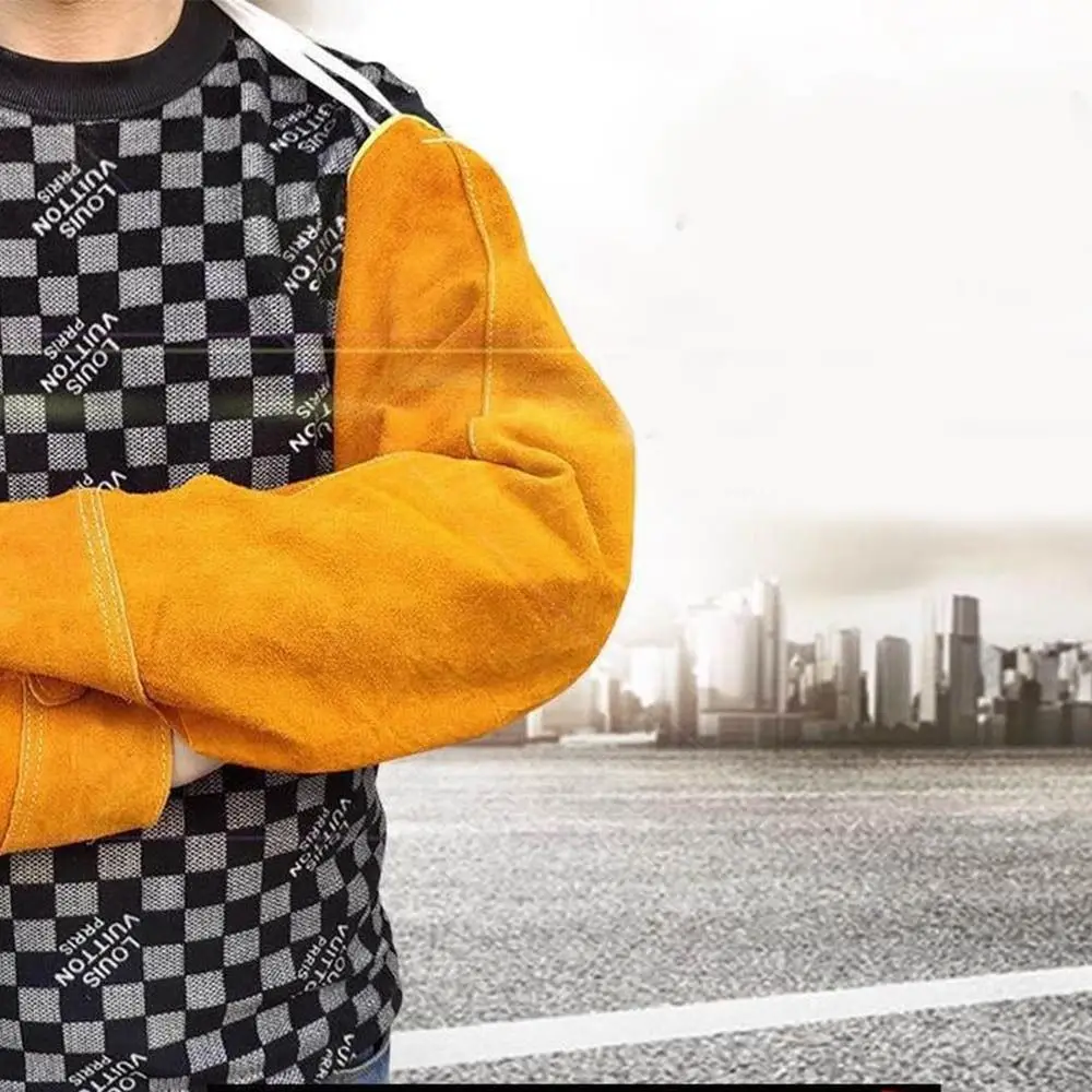 

Non-stick Liner Leather Welding Work Sleeves Arm Protection Heat Flame Resistant Welding Arm Sleeve Wear-resistant