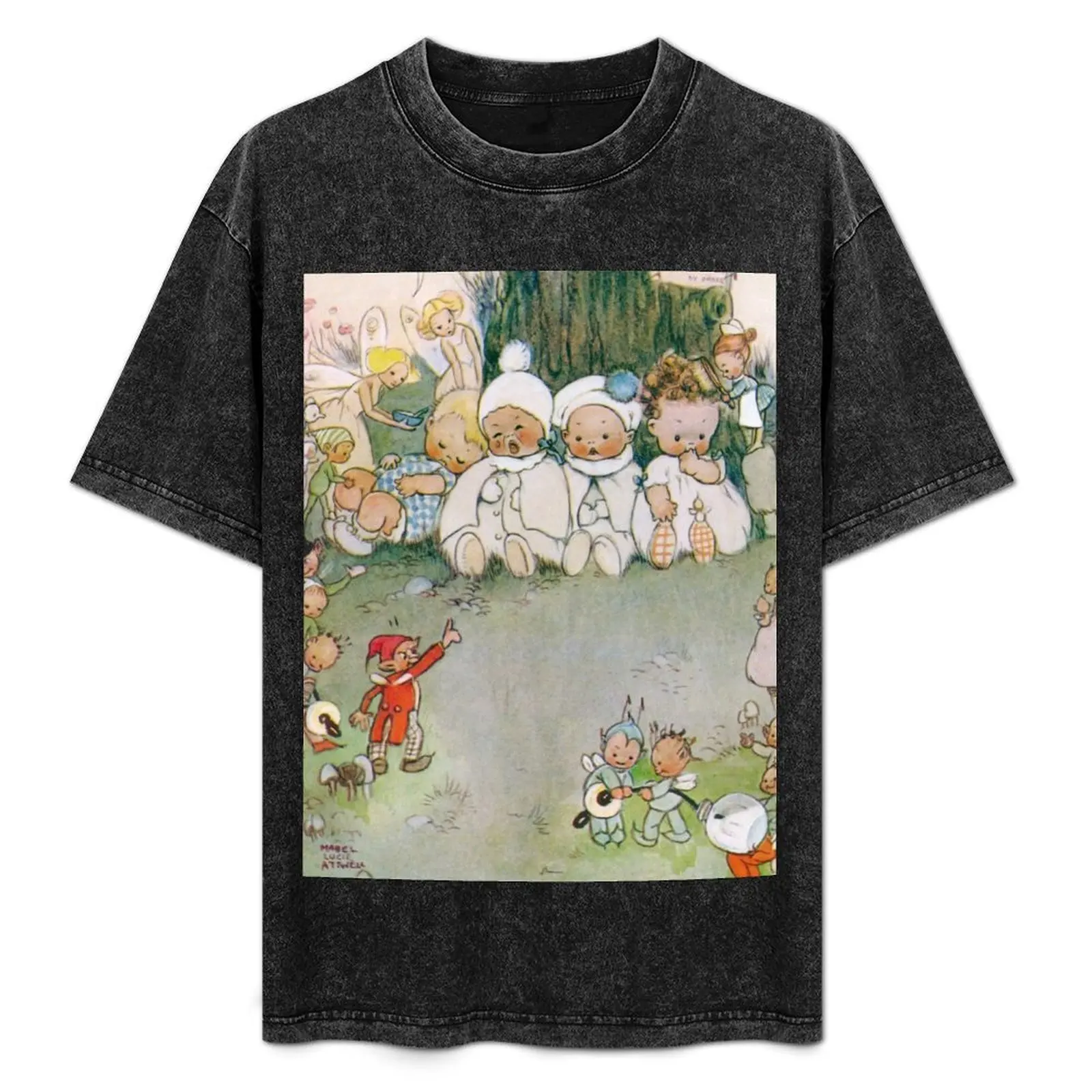 

Fairies Taking Care of Babies Peter Pan and Wendy Mabel Lucie Attwell T-Shirt Funny t-shirt graphic shirts t shirts men