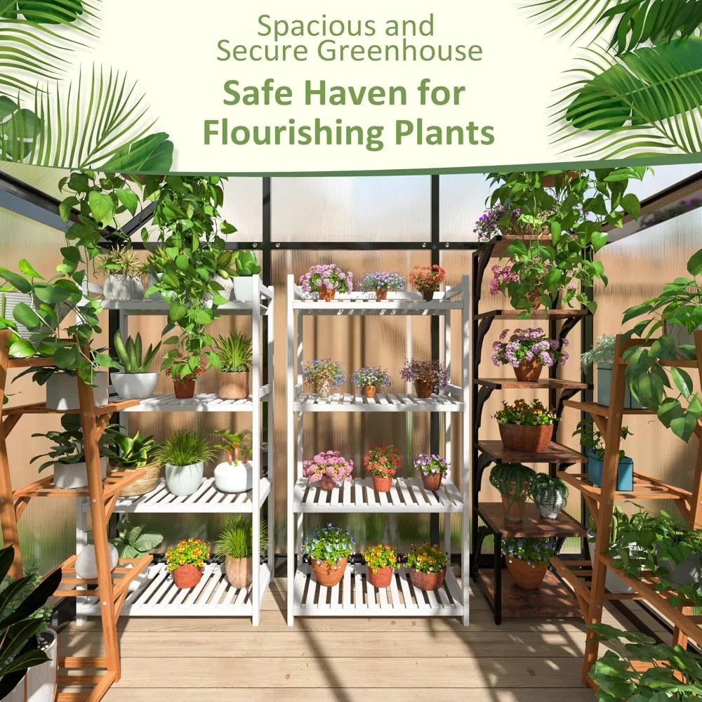 

4x6 Ft Quick-build Polycarbonate Greenhouse with Roof Vents, Large Aluminum Walk-in Greenhouse