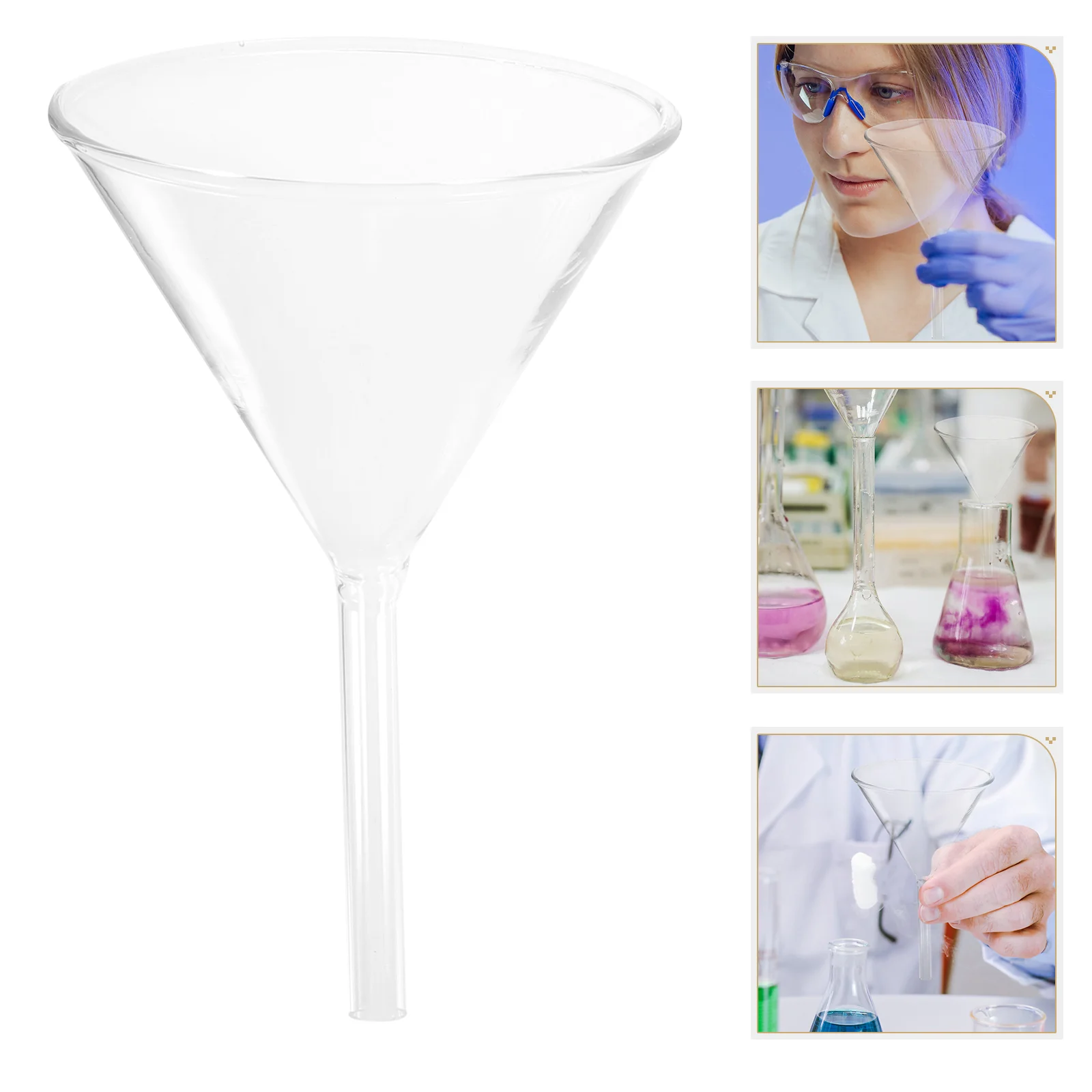 4 Stück wissenschaftliche Experiment-Trichter, Fülltrichter aus klarem Glas, Labortrichter (40, 60, 75, 90 mm)