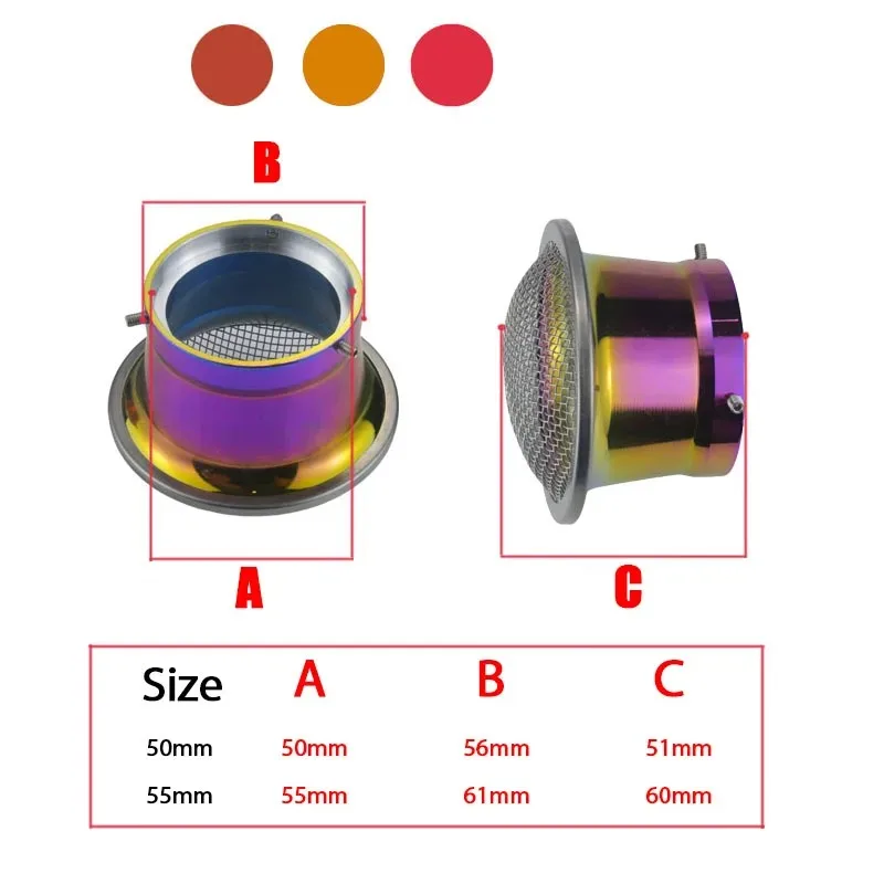 For Keihin OKO PWK Air Filter Wind Horn Cup Trumpet with Mesh PWK21 24 26 28 30mm PE28 30mm Motorcycle Carburetor 50mm 55mm