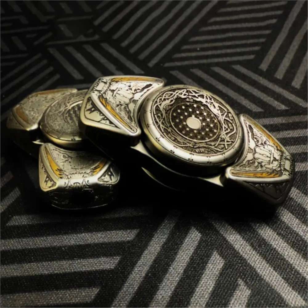 Spinmoon EDC Kylin geschnitzter Fidget Spinner Zweiblättriger Fidget Spinner Stressabbau-Spielzeug Fidget-Spielzeug Erwachsene Originaldesigns