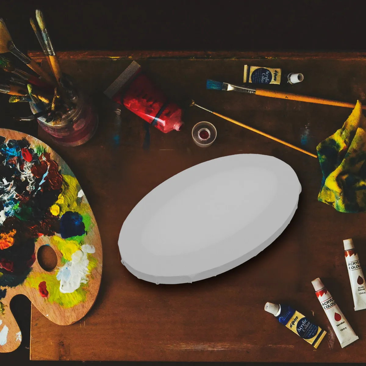2Pcs Oval Shaped Cotton Canvas Board Premium Painting Surface for Oil Acrylic Tempera Art Projects Student Hobbyist Creative