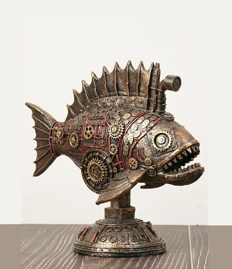 Imagem -05 - Cranky-explorer Polvo Steampunk Resina Miniatura Caça Pesca Estatueta Submarino Decoração Ornamento Artesanal