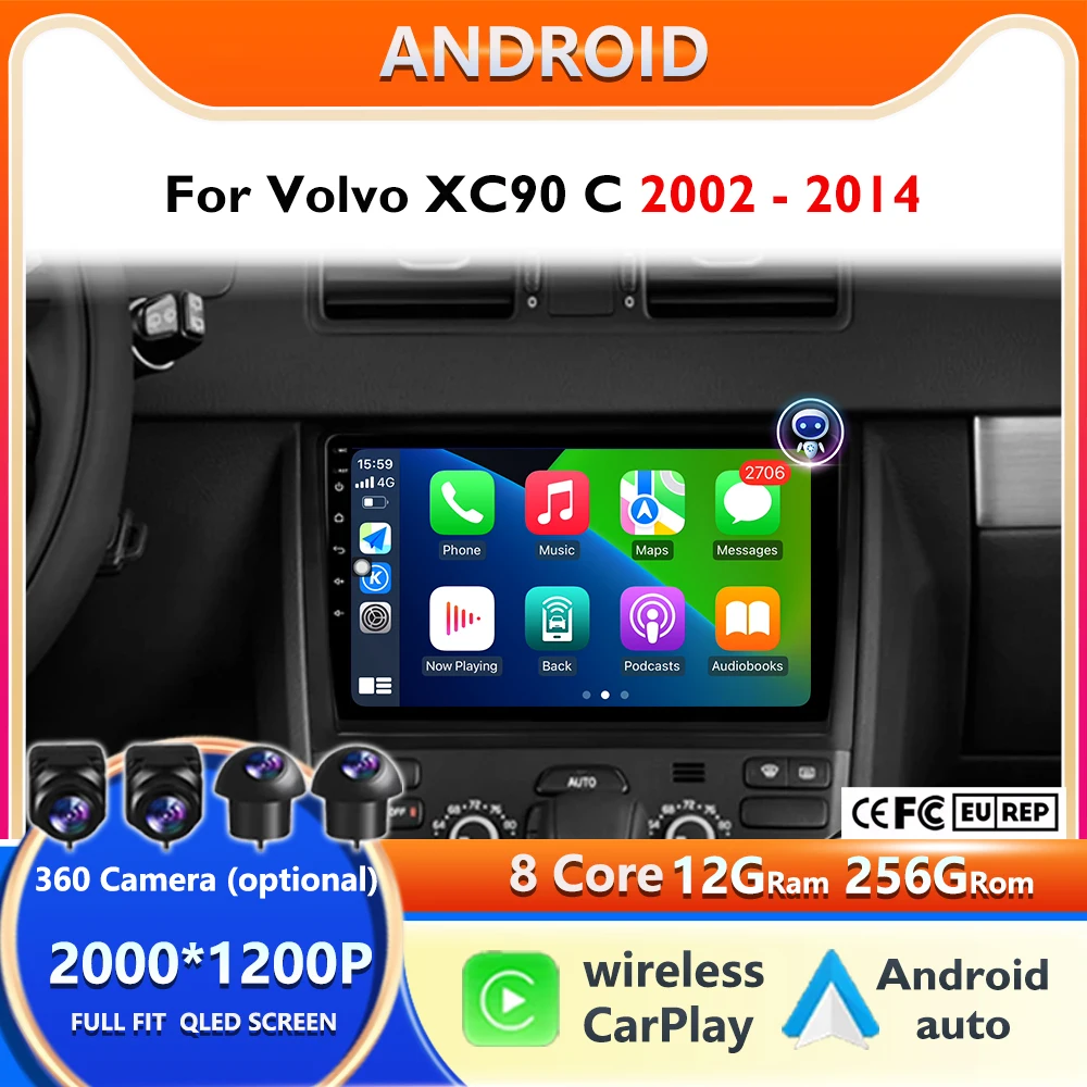 

Bottoms For Volvo XC90 C 2002-2014 Car Radio Multimedia Video Player Navigation GPS Android No 2din 4G Network carpaly wireless