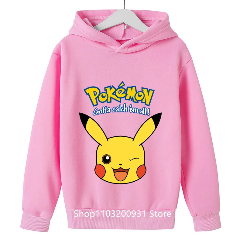 Pokemon Hoodie Kids Fashion Children Baby Boys Clothes Pikachu Sweatshirt Children Tops Girls Clothing Sweater Hot 3-14 Years