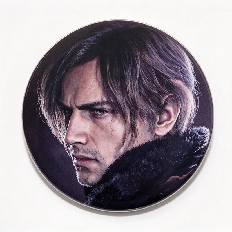 Resident Evil Leon S Kennedy 2.5 Inch Tin Button Pins Round Pinback Badge Game Merch Cosplay Accessory Bag Decor Fan Collection