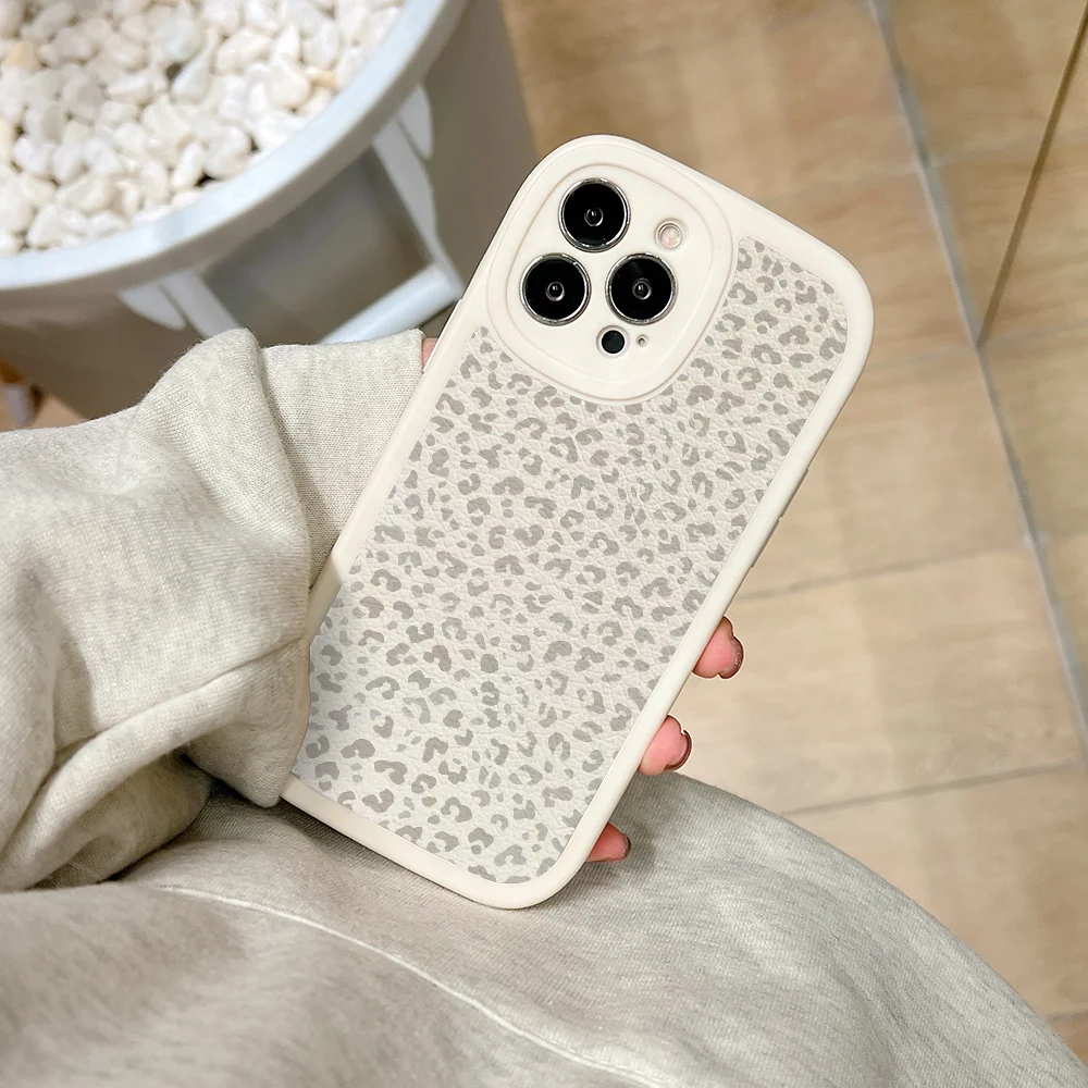 Scattered Cheetah Print Phone Case For IPhone 11 12 13 14 15 Plus Pro Max PU Leather Silicon Soft Cover