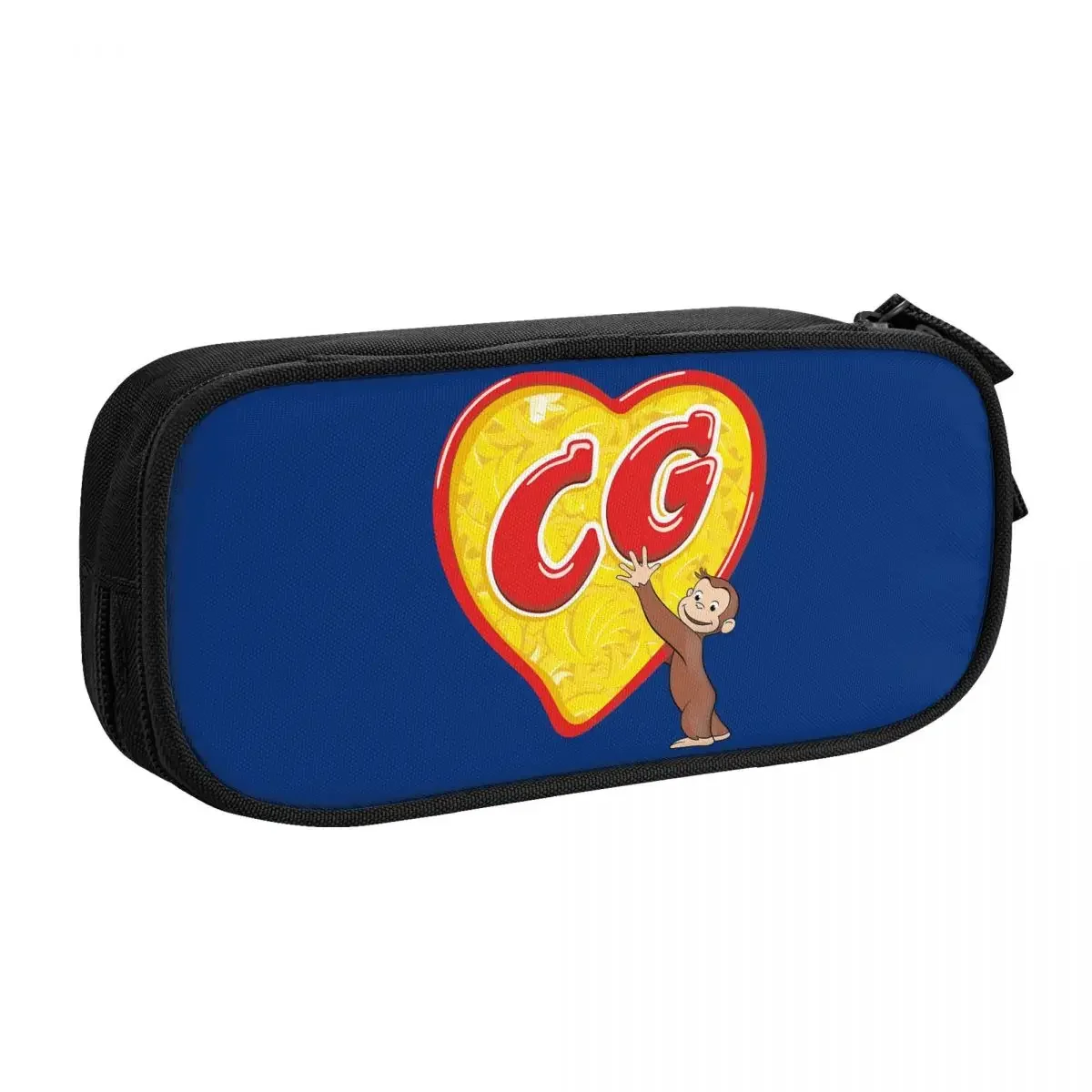 Custom Curious George C G Love Heart Cute Pencil Cases Girl Boy Large Capacity Monkey TV Series Pencil Pouch Students Stationery