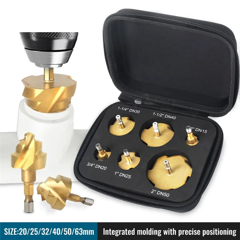 

A76K PPR подъемное, ступенчатое сверло, набор инструментов из 6 предметов, шестигранный хвостовик, инструмент для подключения водопроводных труб 20-63 мм для развертывания водопроводных труб