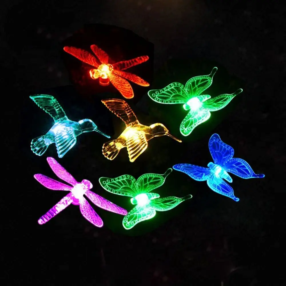 

Butterfly Dragonfly Bird Shape Solar Powered Garden Light Multicolor Simulated Stake Lights Creative Waterproof Lawn Lamps