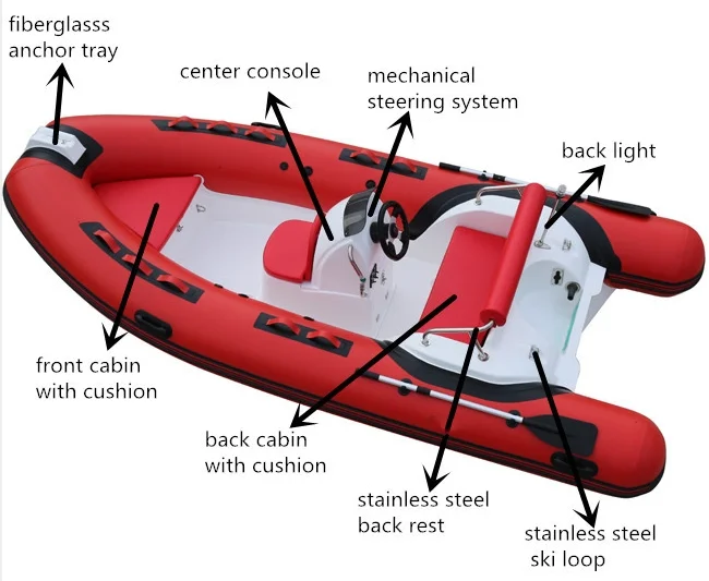 New Design 4.3m Inflatable Fiberglass Hull Fishing Sport Rib 430 Boat for Wholesale