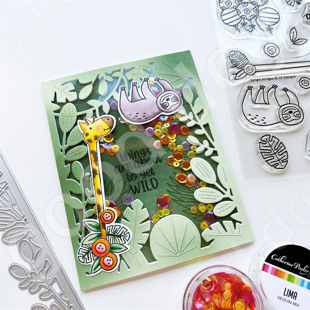 2023 New Arrival Jungle Amigos Cutting Dies Stamps Scrapbook Diary Decoration Embossing Template Diy Greeting Card Handmade