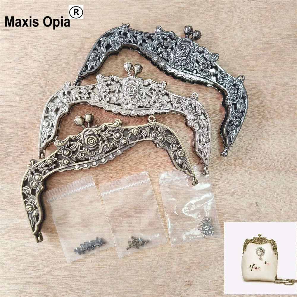 Antique Brass Silver Gunmetal Metal Purse Frame Alloy Material High Quality Crystal Parts Diamond Bag Handle Frame Accessories