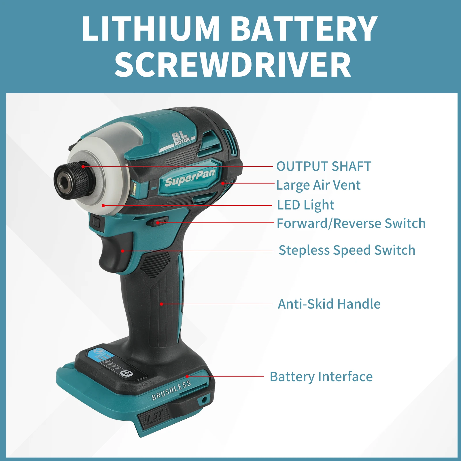 

18V BL Brushless SuperPan SP172 Impact Driver - LXT System, 180N·m Torque, T-Mode Wood & Bolt Tool