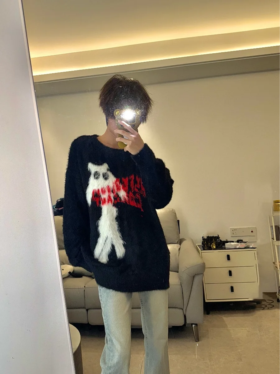 

Мужской вязаный свитер Bla Furry American с круглым вырезом, осенне-зимний, модный, брендовый, премиум-класса, в стиле High Street