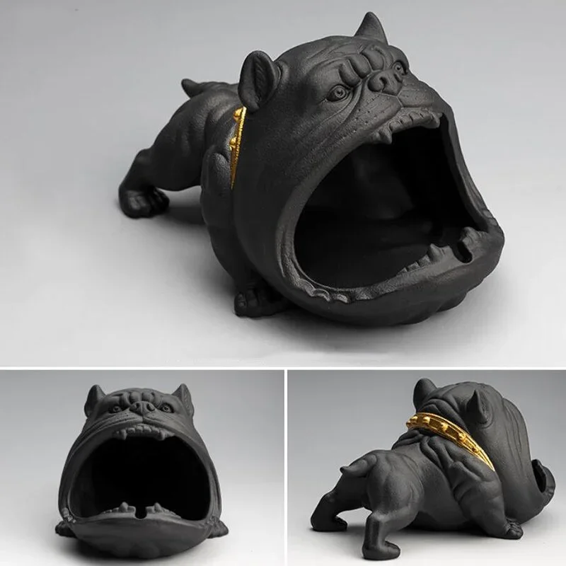 Creative Ceramic Dog Shape Office Ashtrays Smoking Ash Tray Cigarette Holder Desktop Storage Organizer Office Home Ornament Gift