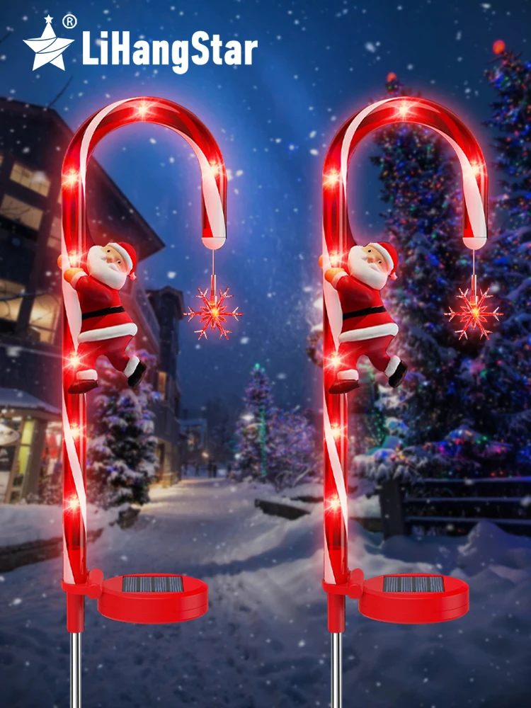 

LED Solar Christmas Decorative Candy Cane Sign Light Waterproof Outdoor Pile Light Used for Road Garden Garden Lawn Christmas