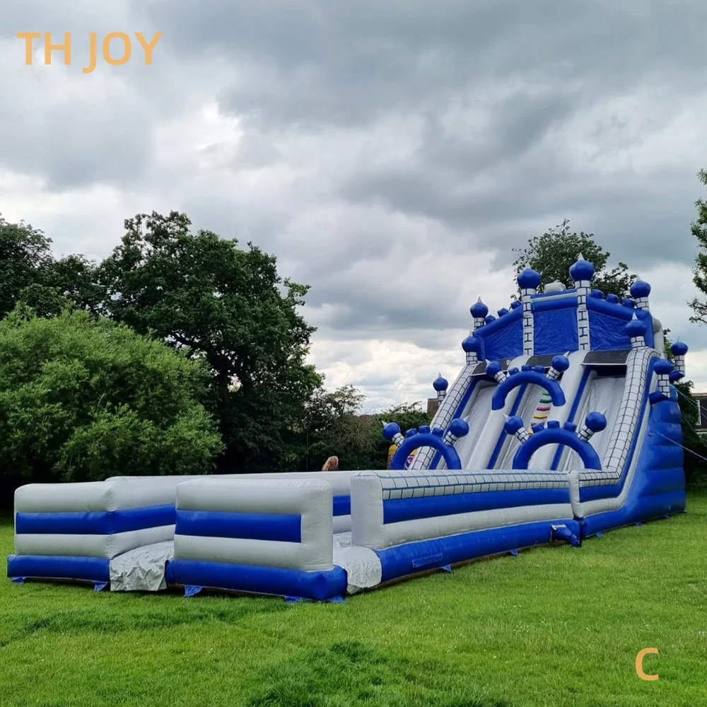 by ship to port, giant 46ft 14m Double lanes Inflatable Water Slide With Pool bouncy castle slip Slide for commercial rental