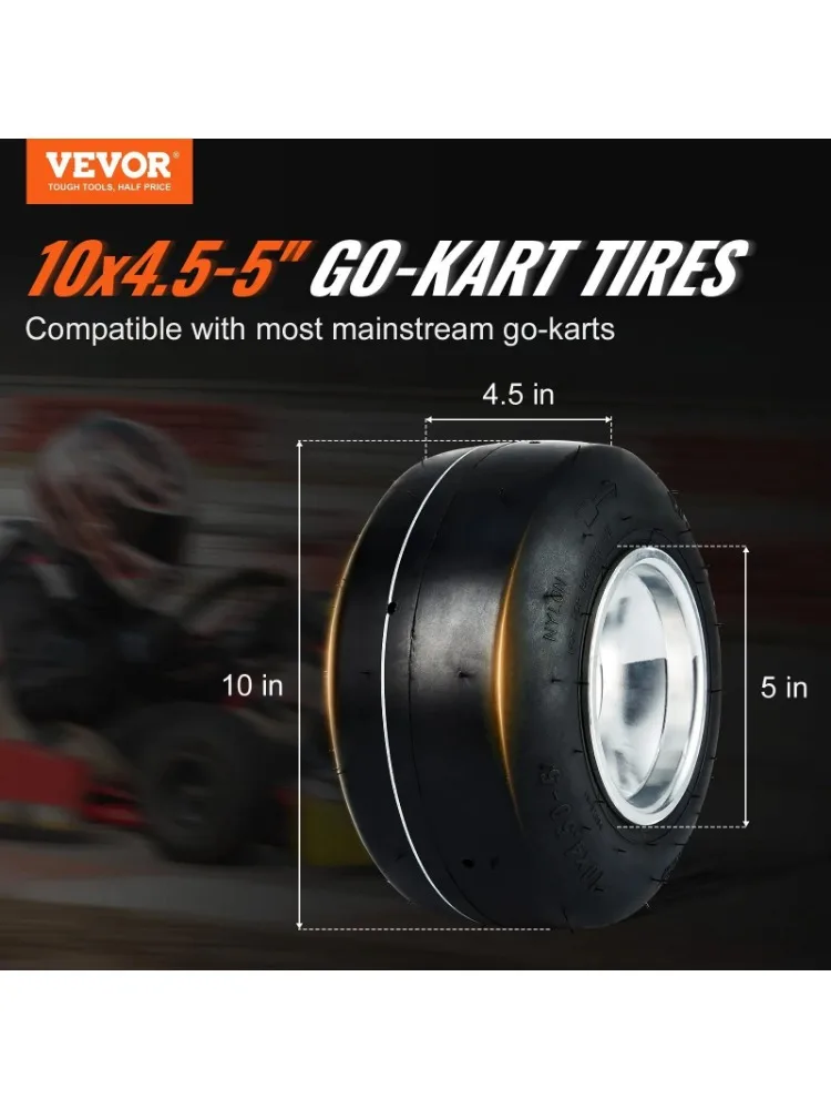 VEVOR Go Kart Tires and Rims, 10x4.5-5