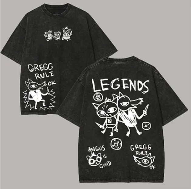 Night in the Woods Washed T-shirt New Model personality Clothes Oversized Unisex Vintage Loose Trendy Cotton Harajuku Breathable