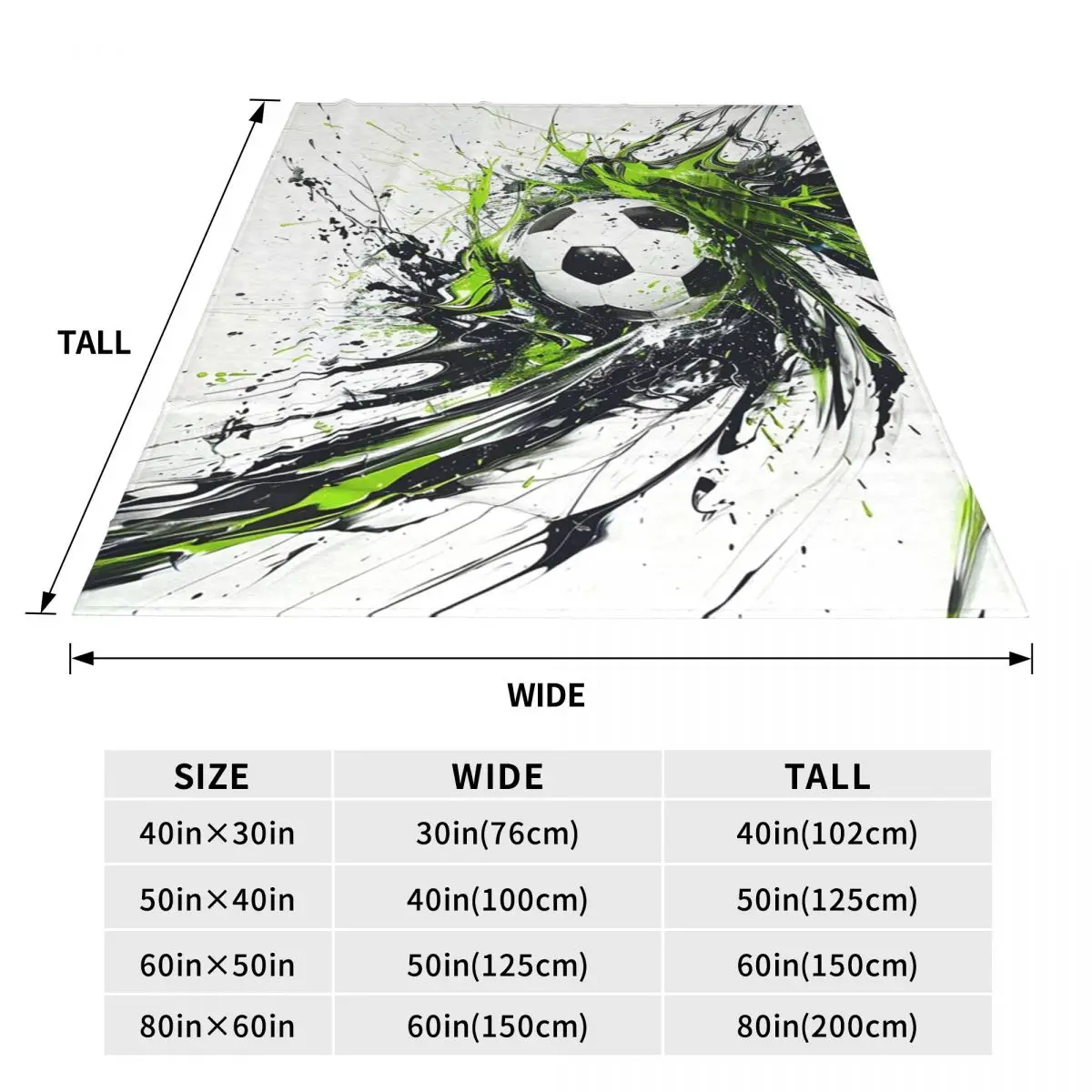 Abstract Colour Soccer Splash Ink Football Art Watercolor Blanket  Flannel Throw Blanket Plush for Bed Travel Home Couch