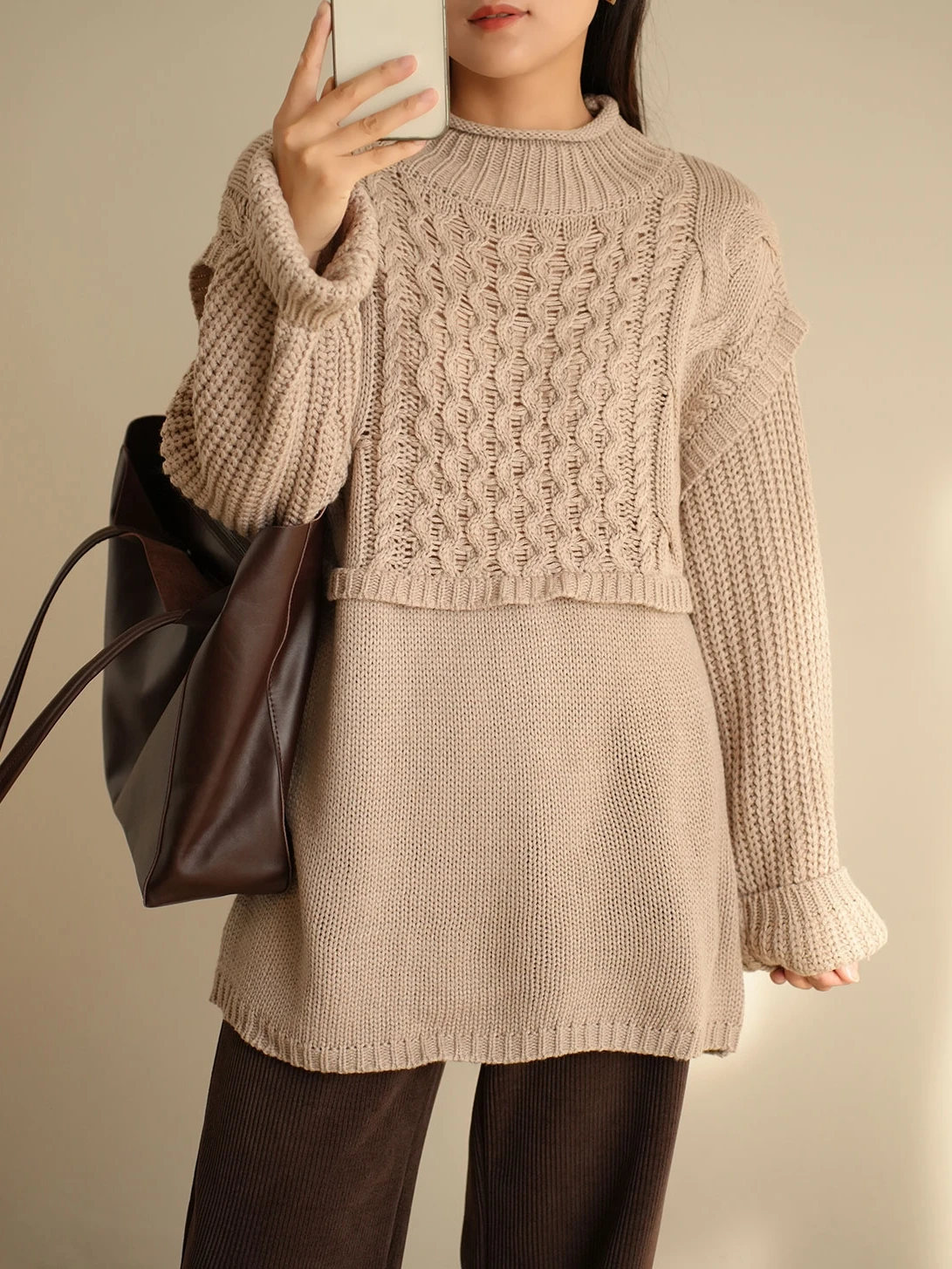 Maglione lavorato a maglia allentato a collo alto da donna Design twist Autunno Inverno Abbigliamento interno Traspirante Umidità ng Pendolarismo Sle