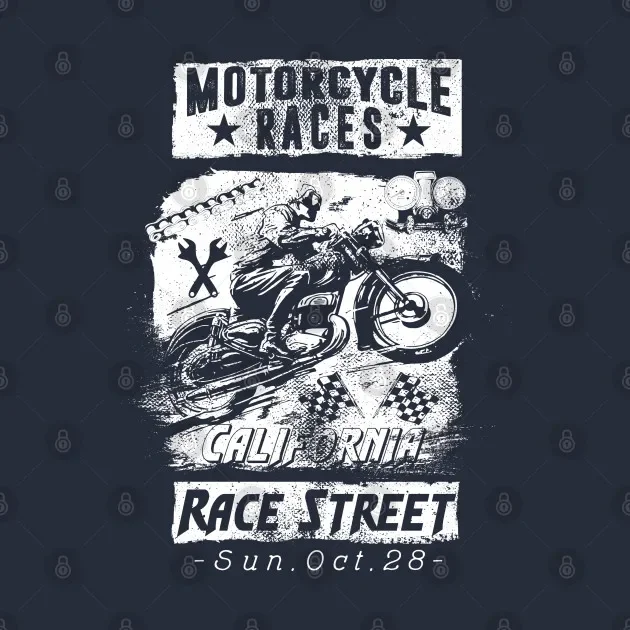 خمر سباقات الدراجات النارية كاليفورنيا سباق الشارع تي شيرت 100% القطن س الرقبة الصيف قصيرة الأكمام عادية قميص رجالي حجم S-3XL #4