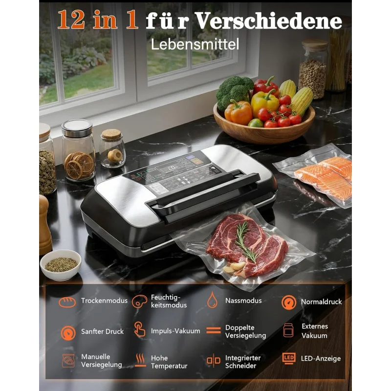 Multifunctional Vacuum Machine with Strong Suction for Fresh-Keeping, Secure Sealing, and Suitable for Both Wet and Dry Use