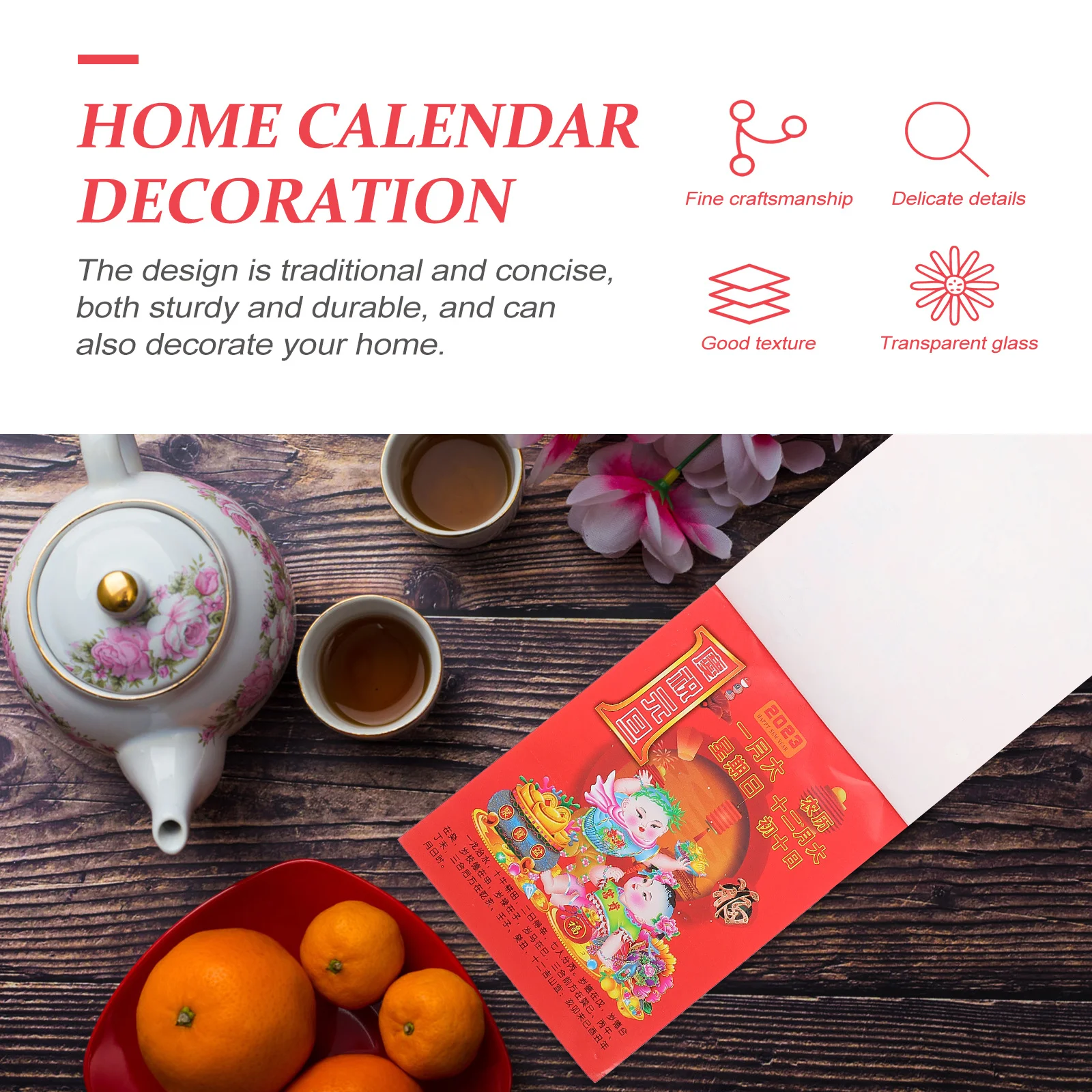 

Chinese Traditional 2023 Year of Rabbit Tearable Lunar Calendar Paper Wall Calendar for Home Use and Gift Giving