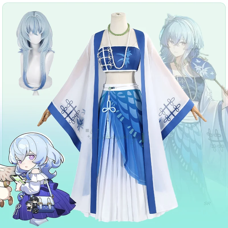 

The Shorekeeper West Lake Collaboration Cosplay Full Set Wuthering Waves Game Wig Hanfu Dress Ideal for Halloween Party Carnival