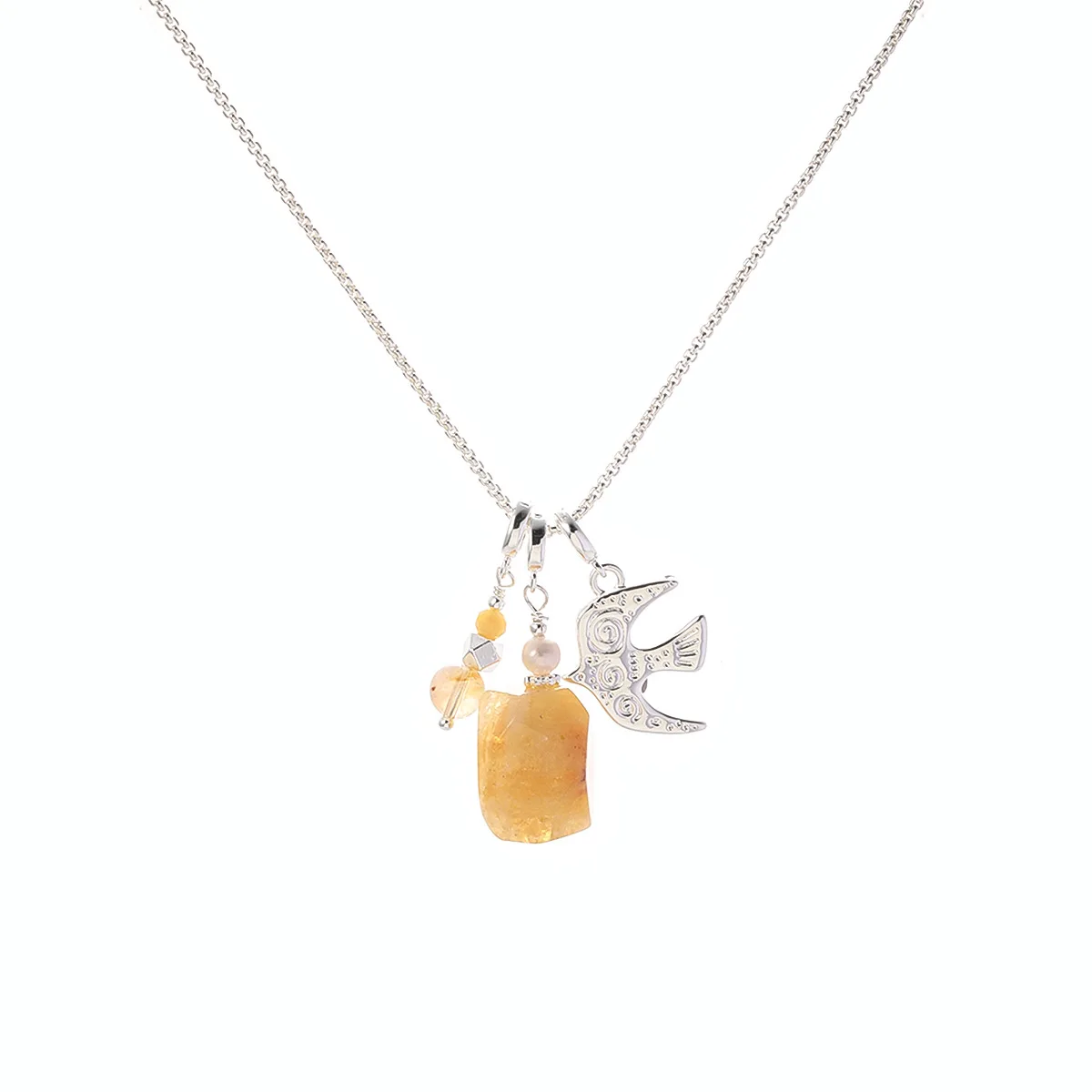

Women Long Yellow Crystal Pendant Necklace, Natural Stone Non-fading Accessory, Delicate Luxury Jewelry Gift
