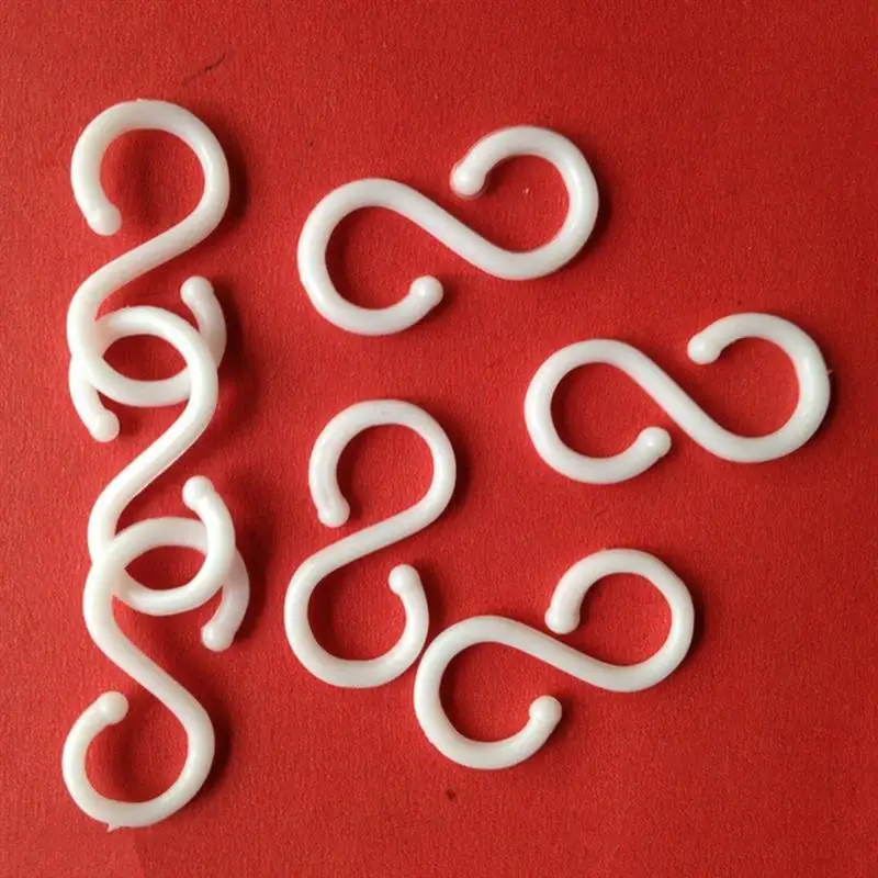 100pcs S Hooks Hanging Mini Plastic White S Shaped Utensils Clothes Towel Spoon Hangers Racks Hooks for Kitchen Bathroom