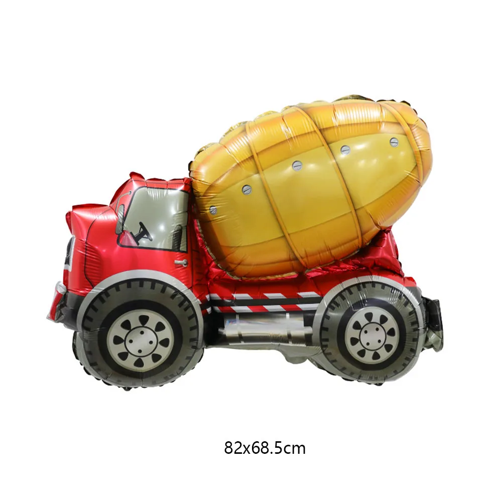 Construction Foil Balloons Excavator Dump Truck Forklift Mixer Crane Foil Ballon for Boys Construction Birthday Party Decoration